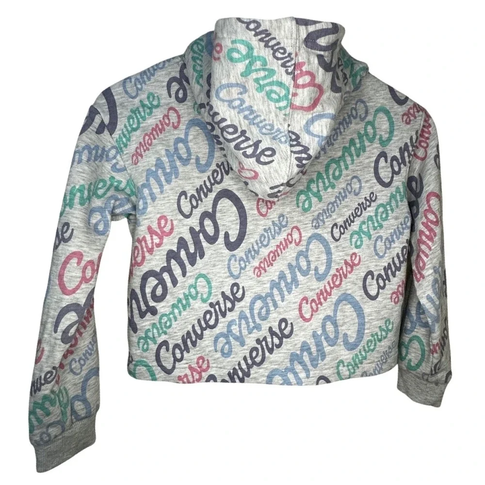 Kids‎ Converse All Star Hoodie Pullover Gray Multi Color Logo Print Size S
